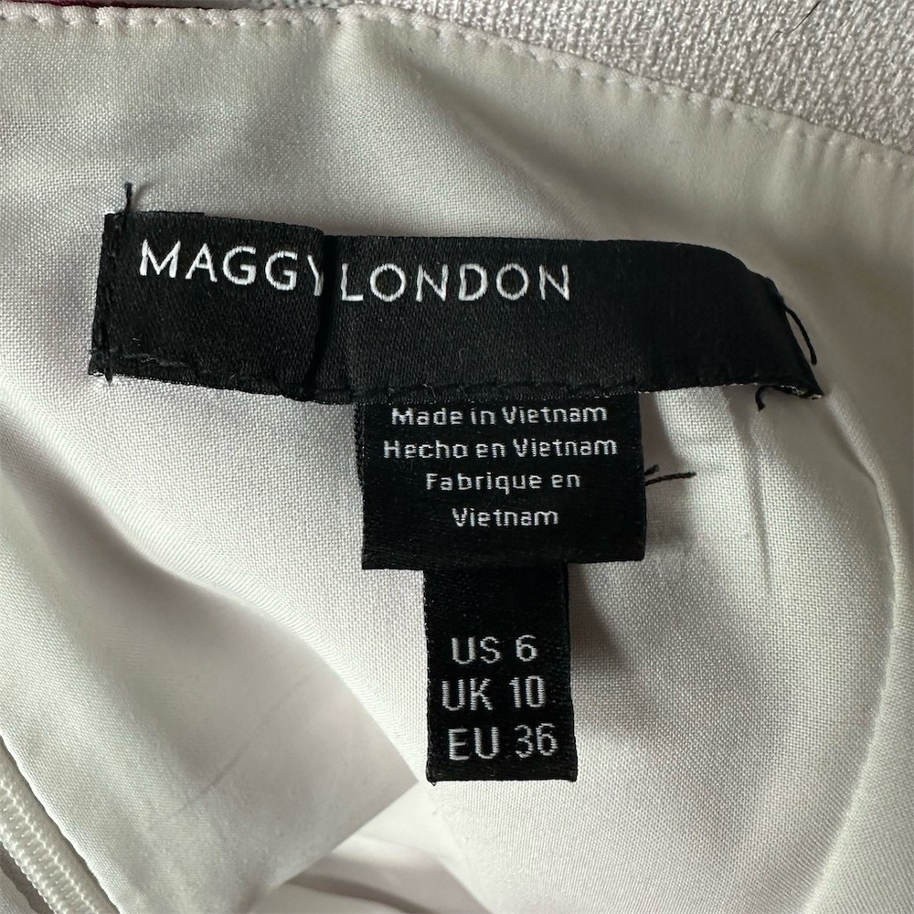 Maggy London Dress Womens Size 6 White Floral Fit & Flare Halter Summer - Picture 6 of 11